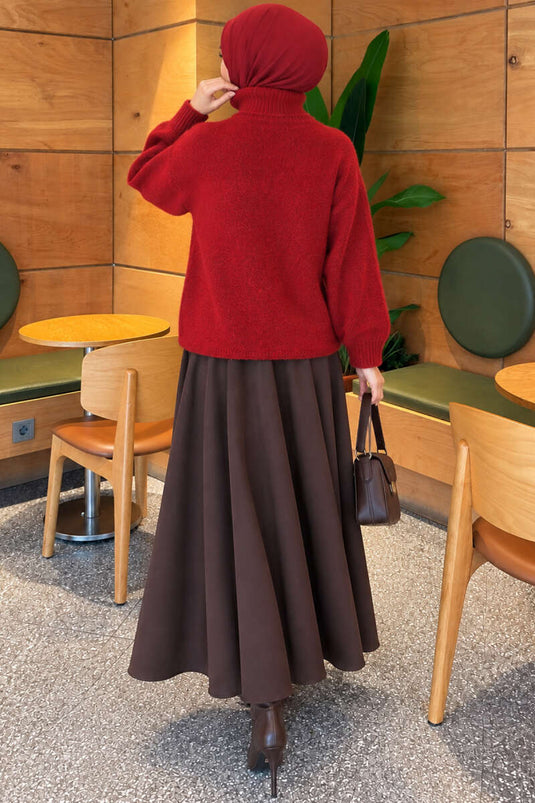 Maglione Oversize Con Collo Rotondo Bordeaux