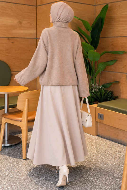 Pull Oversize Encolure Bateau Couleur Vison