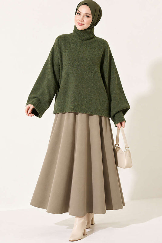 Pull Vert Oversize À Col Rond