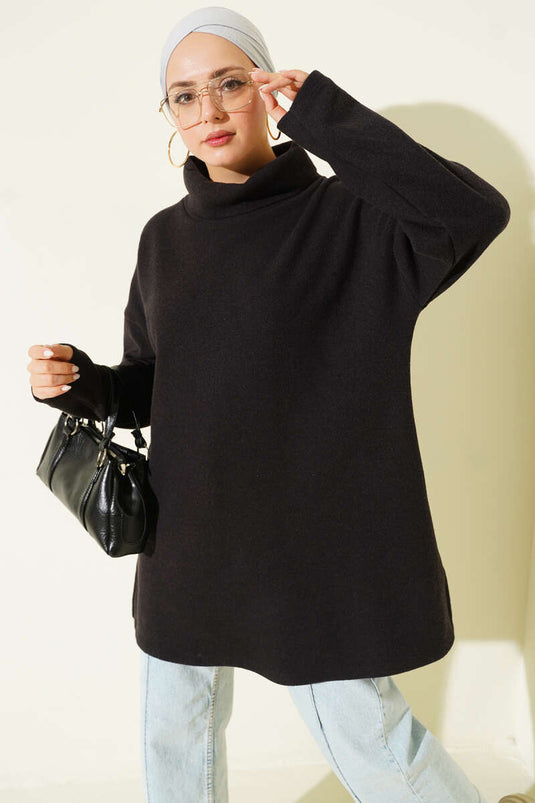 Balıkçı Yaka Selanik Tunik Siyah