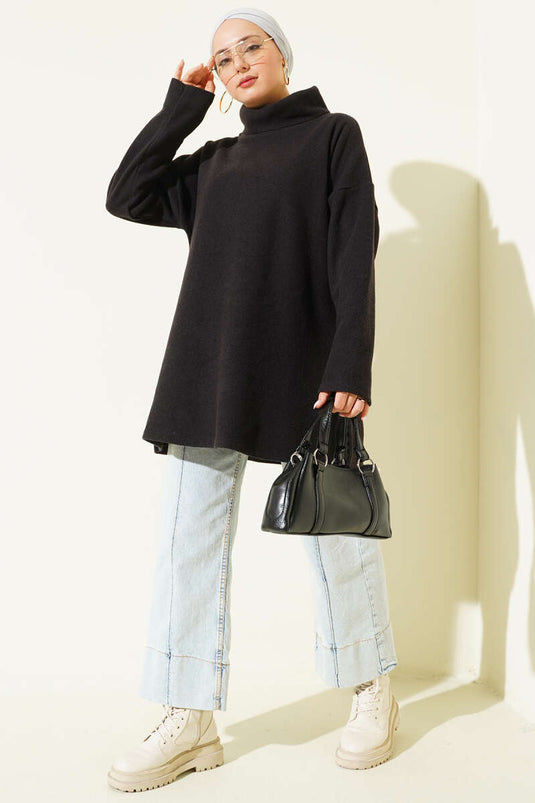 Balıkçı Yaka Selanik Tunik Siyah