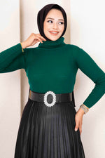 Pull Col Roulé Émeraude