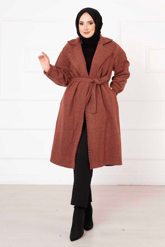 Fishbone Patterned Coat Brick