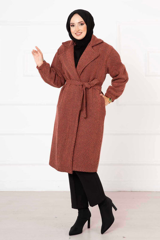 Fishbone Patterned Coat Brick