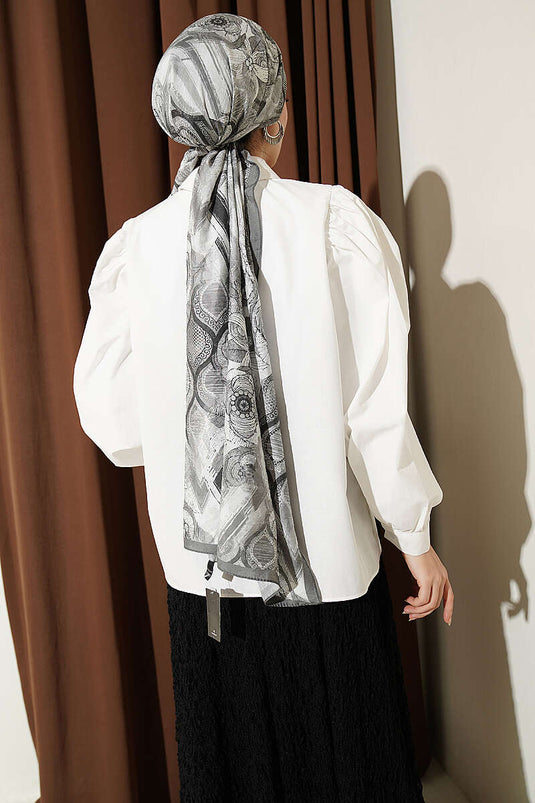 Basic Balloon Sleeve Short Shirt Ecru