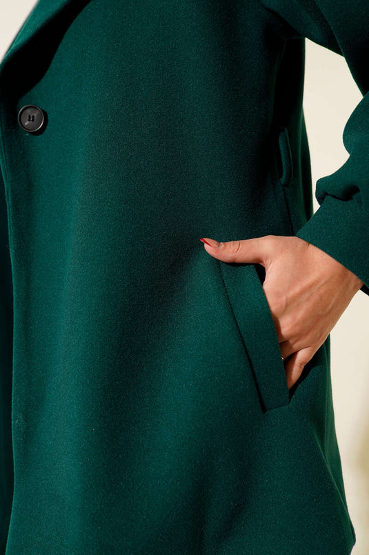 Emerald Short Tweed Coat with Balloon Sleeves