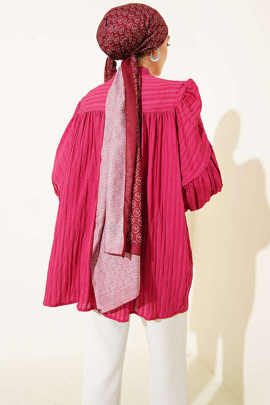 Chemise à manches ballon avec poignets, couleur cerise