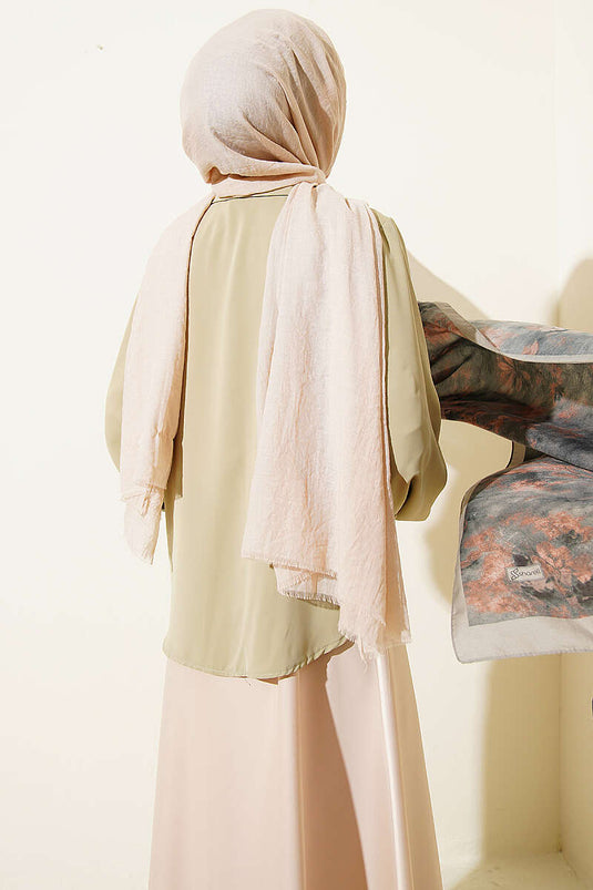 Balon Mouw Losse Korte Blouse Olijfgroen