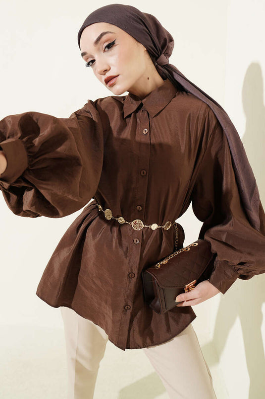 Chemise parachute ample Balon Kol café