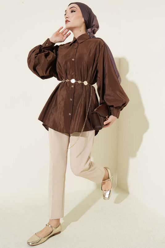 Chemise parachute ample Balon Kol café