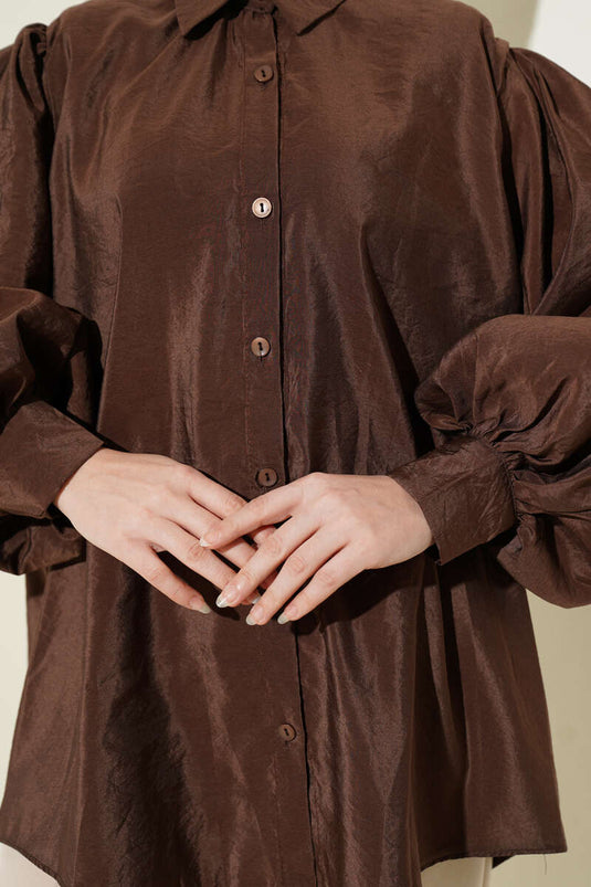 Chemise parachute ample Balon Kol café