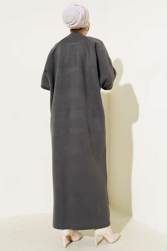 Robe en maille à manches ballon anthracite