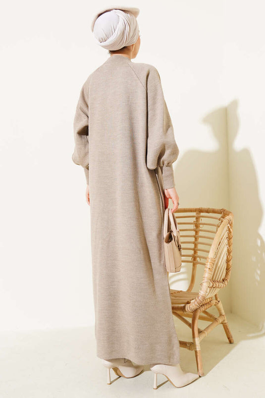 Robe En Tricot À Manches Bouffantes Mink