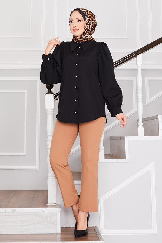 Balloon Sleeve Tunic Black