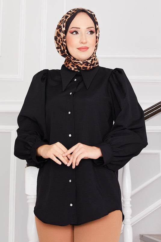 Balloon Sleeve Tunic Black