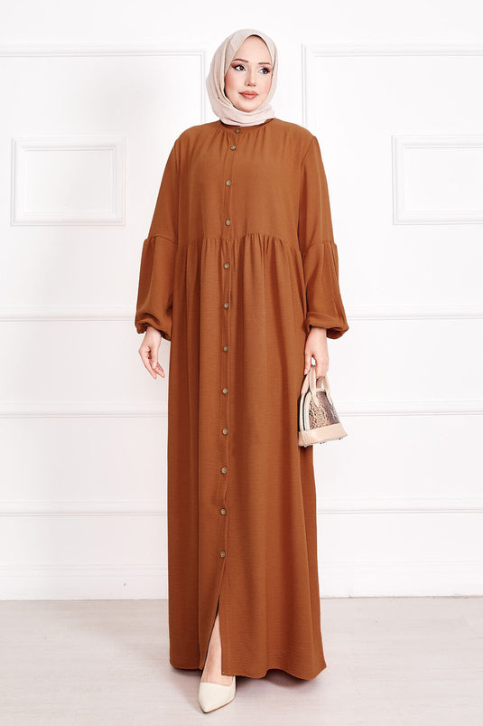 Balloon Sleeve Buttoned Hijab Dress Tile