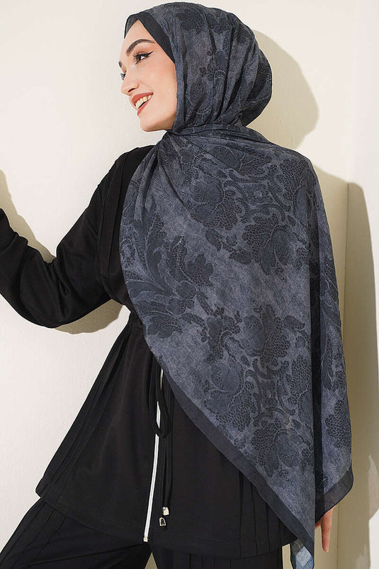Écharpe En Bambou À Motif Baroque Anthracite