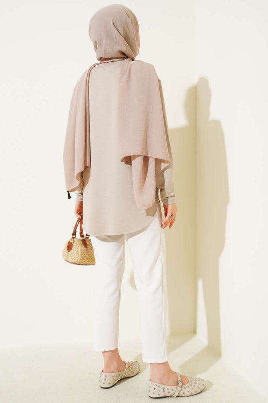 Basic Alt Dikişsiz Tunik Bej