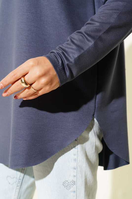 Basic Seamless Bottom Tunic, Smoke Grey