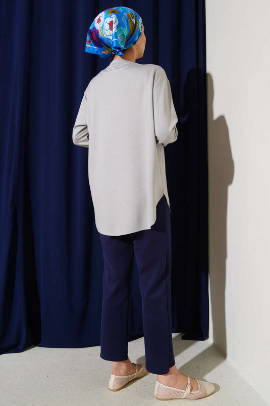 سترة أساسية بدون خياطة، رمادية اللون