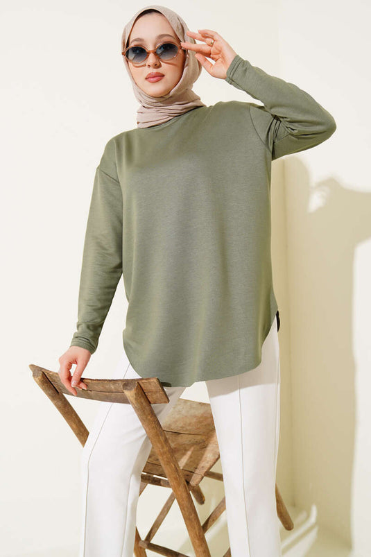 Basic Alt Dikişsiz Tunik Haki