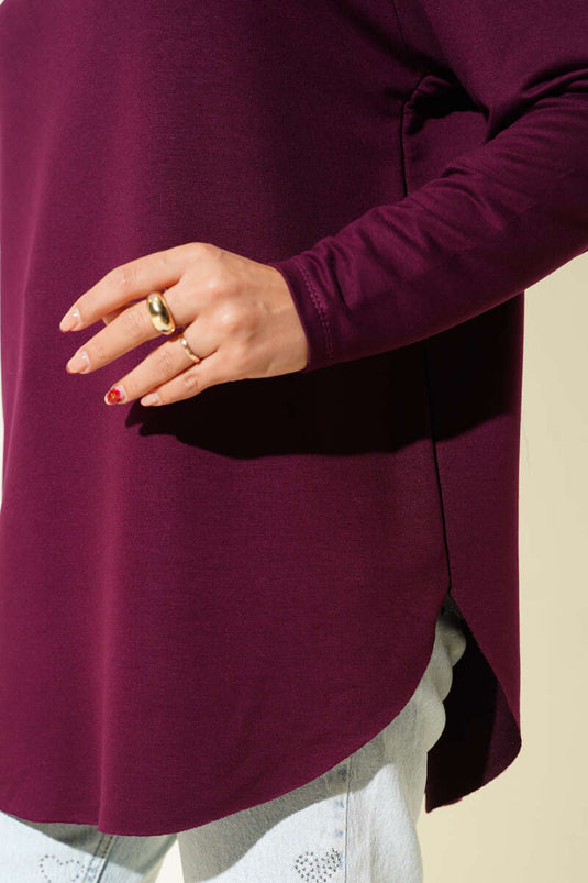 أساسي سفلي بدون خياطة تونيك برغندي