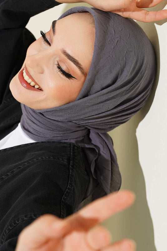 Basic Bambu Kraş Eşarp Füme