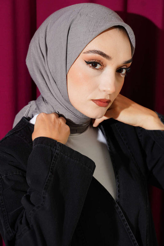 Écharpe basique en bambou froissé, gris ardoise