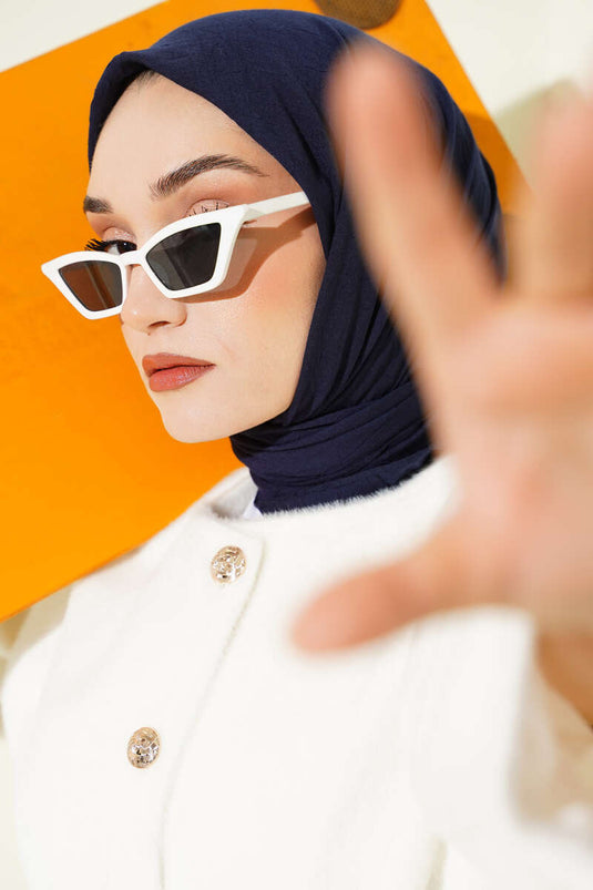 Écharpe basique en maille de bambou bleu marine