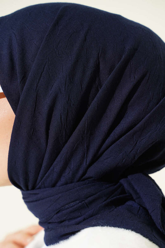 Écharpe basique en maille de bambou bleu marine