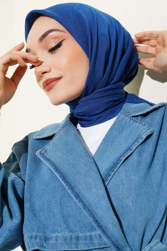 Écharpe basique en maille de bambou bleu marine