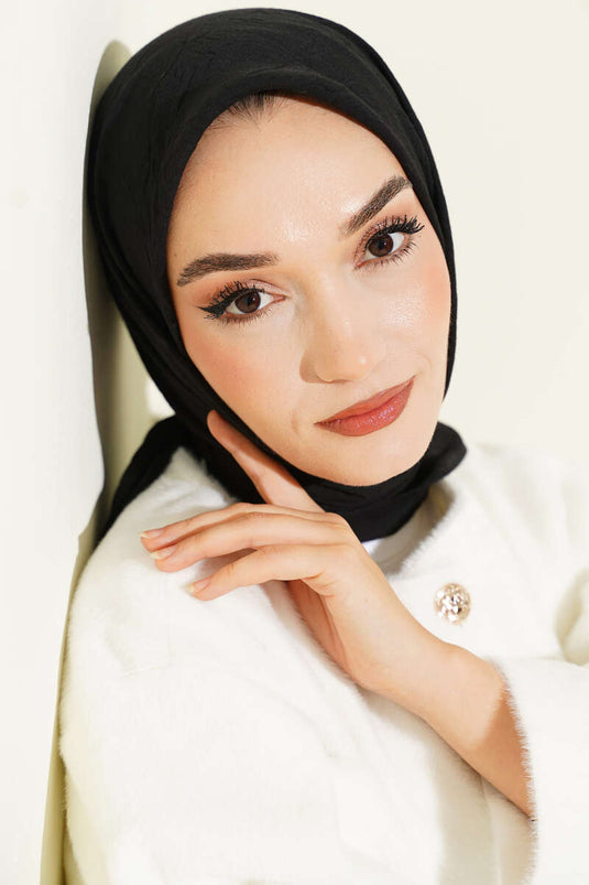 Basic Bambu Kraş Eşarp Siyah