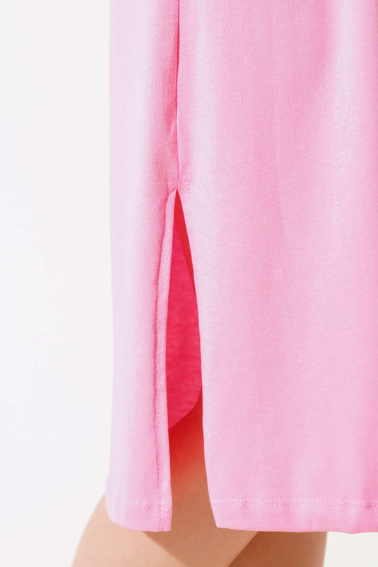 Robe rose basique à taille élastique