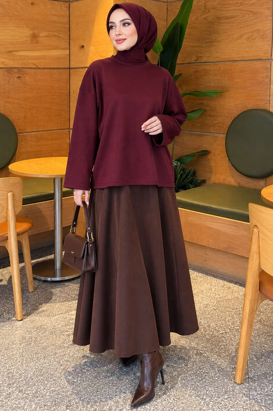 Blouse Basic À Col Rond Mauve