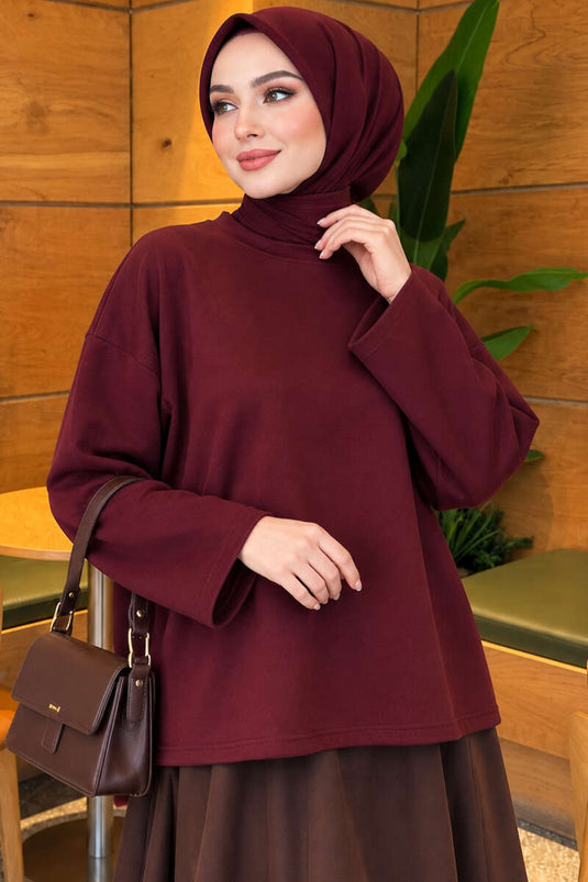 Blouse Basic À Col Rond Mauve