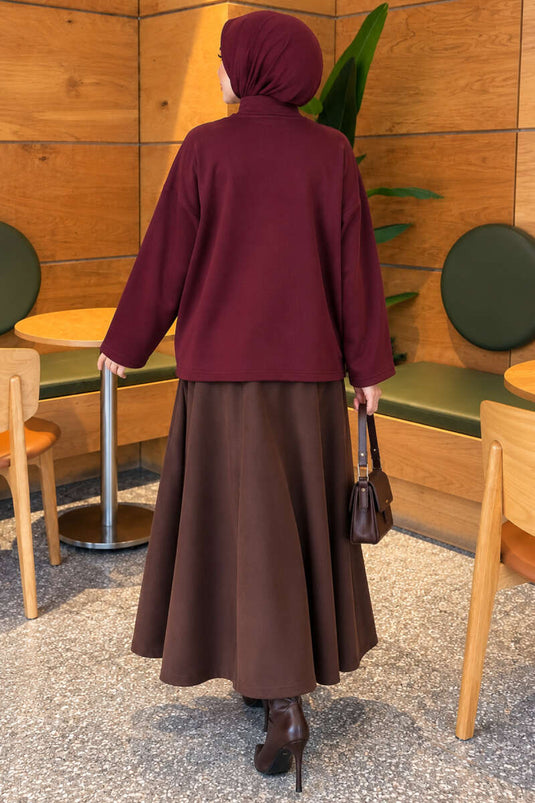 Blouse Basic À Col Rond Mauve