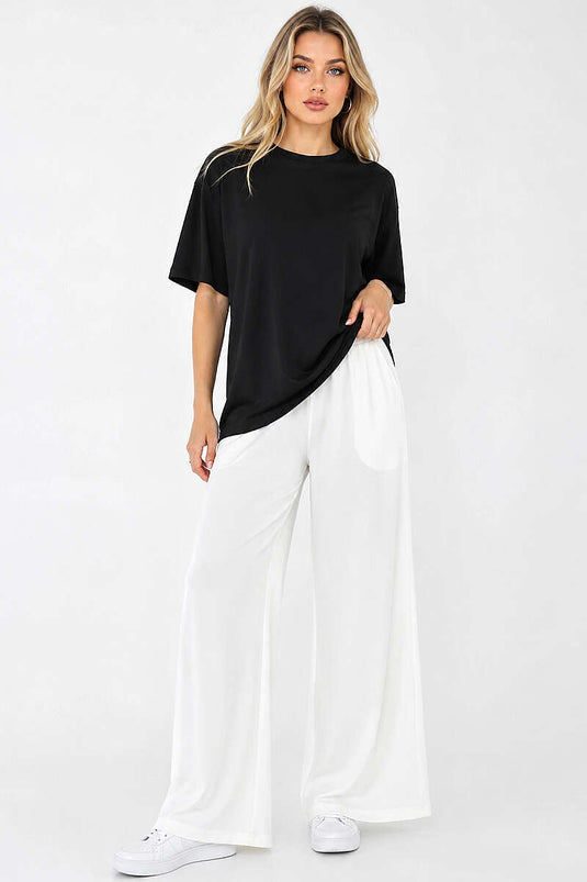Basic Bisiklet Yaka Detaylı T-shirt Siyah