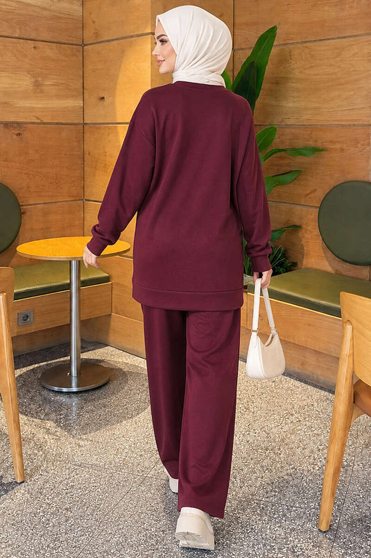 Conjunto De Dos Piezas Cuello Redondo En Malva