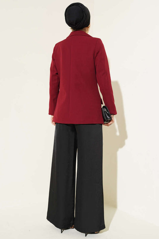Basic Cepli Ceket Bordo