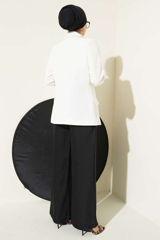 Basic Cepli Ceket Ekru