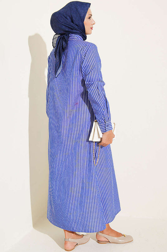 Basic Çizgili Uzun Tunik Saks