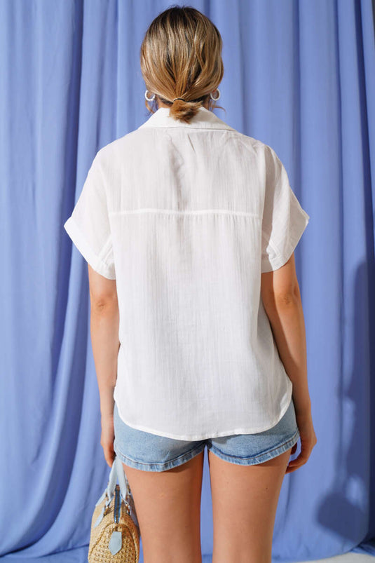 Basic Button-Down Shirt, Ecru