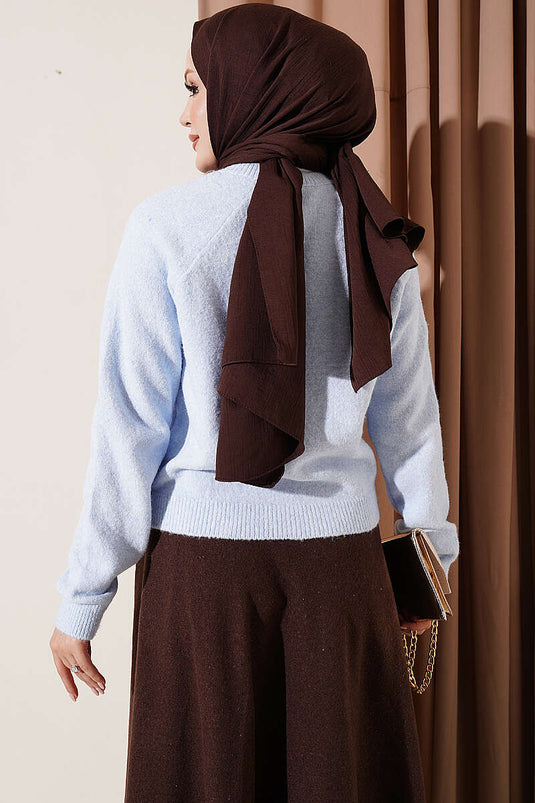Basic Düğmeli Triko Hırka Bebe Mavi