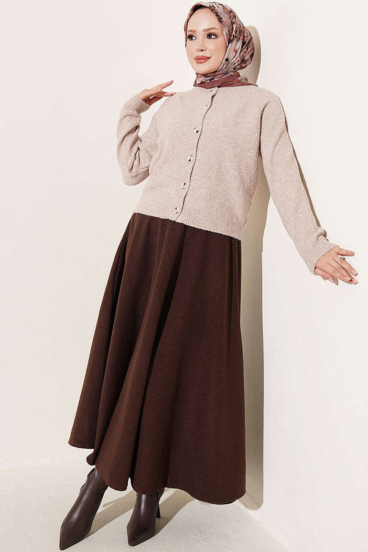 Basic Knitted Cardigan Met Knopen Beige