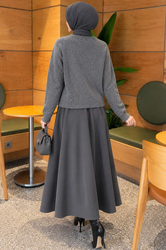 Basic Knitted Cardigan Mit Knöpfen In Rauchgrau