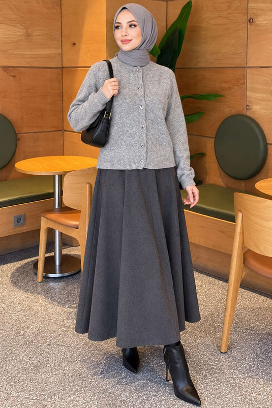 Gilet En Maille Basic À Boutons Gris