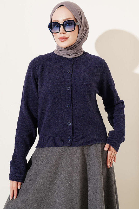 Basic Knuffeltrui Vest Donkerblauw