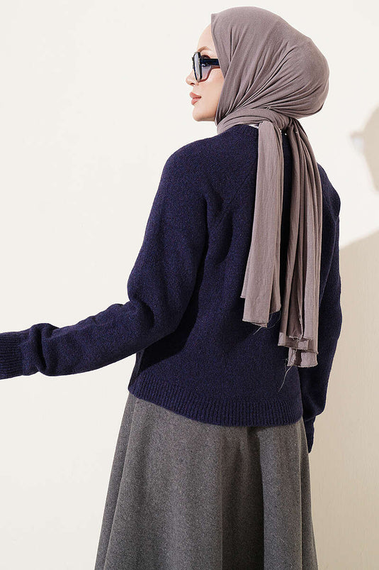 Basic Knuffeltrui Vest Donkerblauw