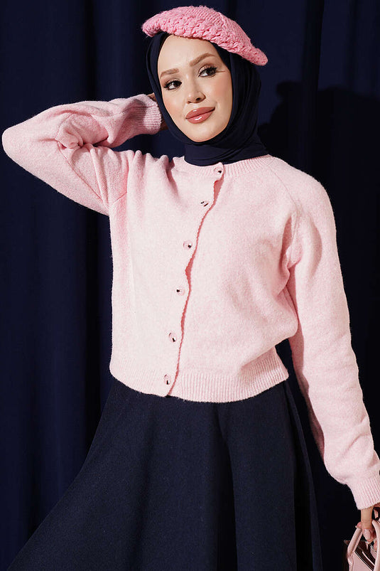 Basic Knits Met Knopen Roze