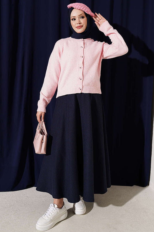 Basic Knits Met Knopen Roze